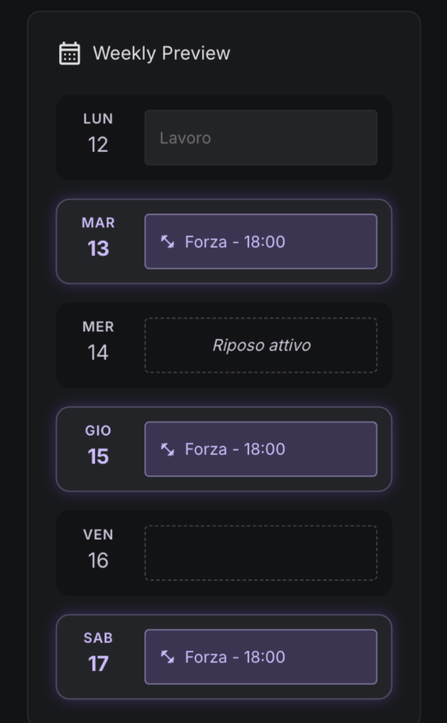 Schermata Tempo Intenzionale